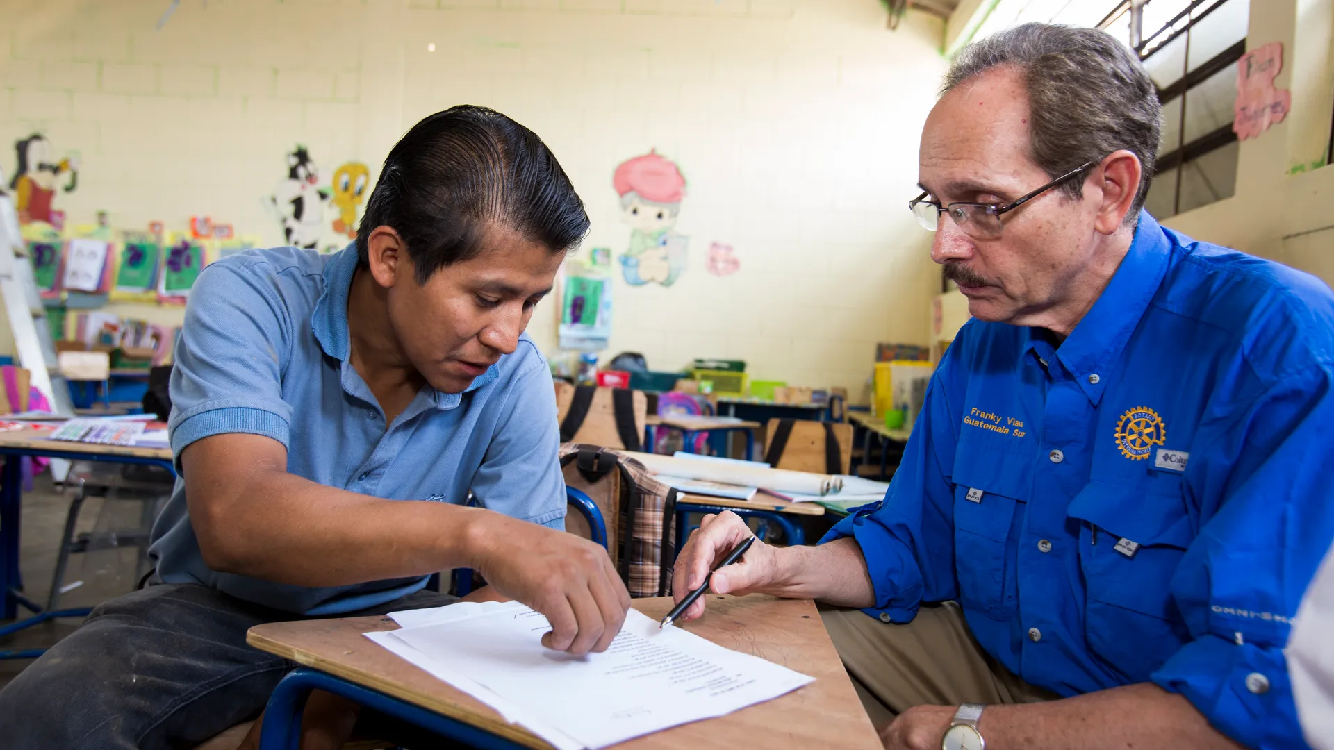 Rotary members working together in the community